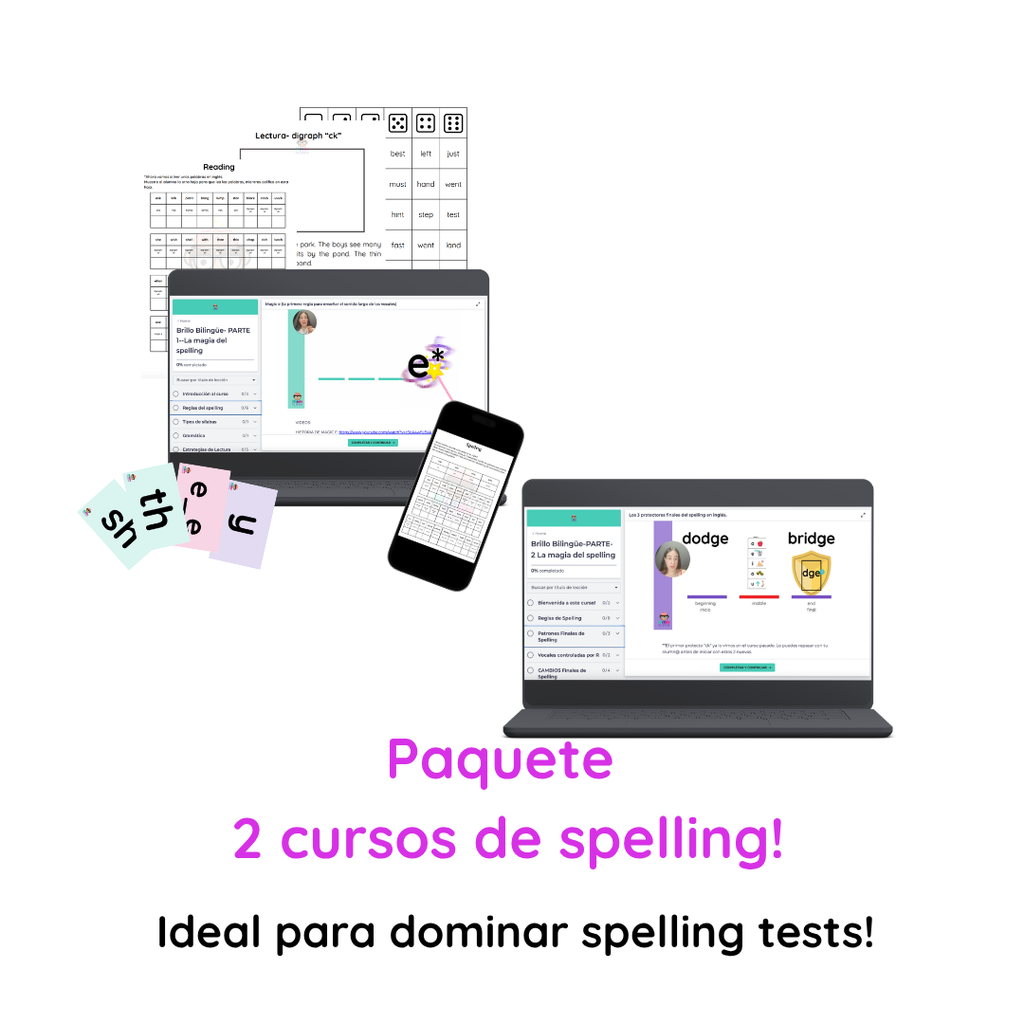 Paquete Spelling 1 + Spelling 2 — Los 2 cursos de spelling en inglés (Niveles 2 y 3)